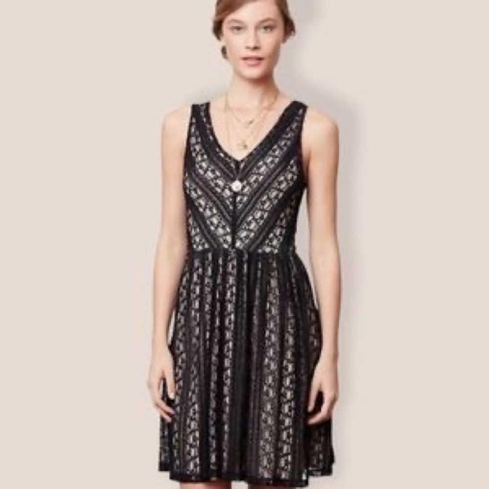 Anthropologie black lace dress with pockets